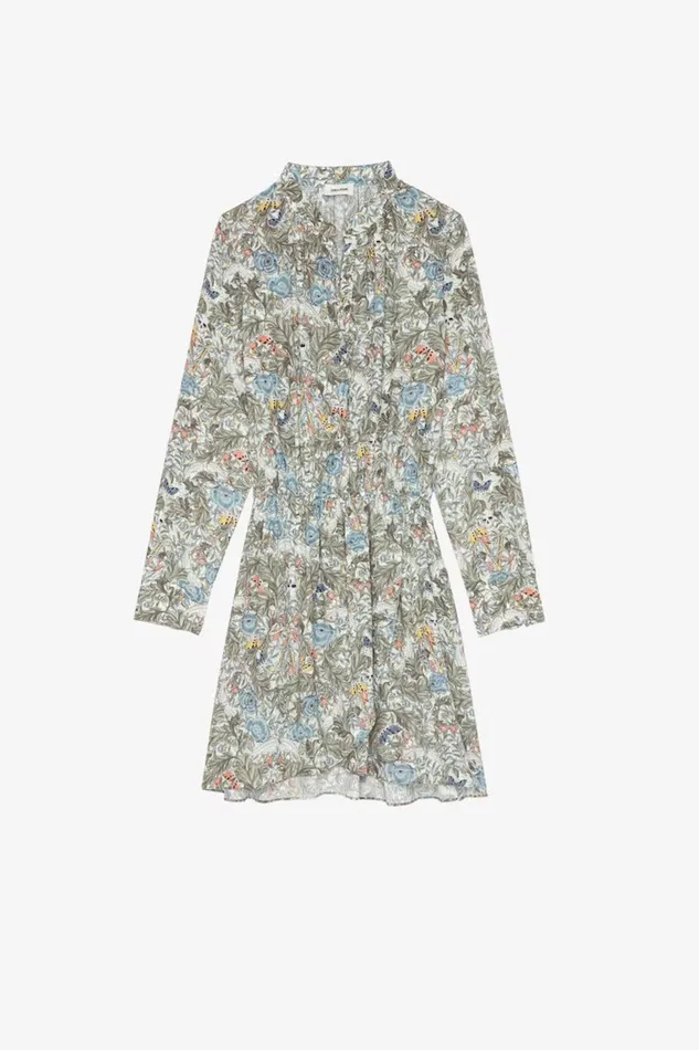 Zadig and Voltaire Dresses RINKA BRIT FLOWER KHAKI PRINT 8211 Women Zadig and Voltaire Dresses RINKA BRIT FLOWER KHAKI PRINT 8211 Women