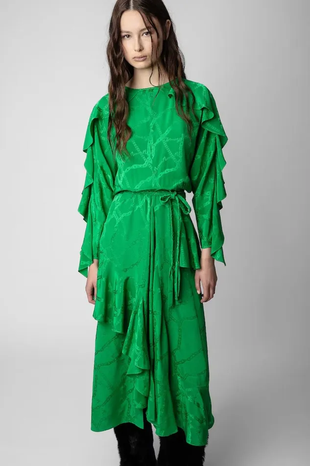 Zadig and Voltaire Dresses RITANA JAC DRESS GREEN 8211 Women Zadig and Voltaire Dresses RITANA JAC DRESS GREEN 8211 Women
