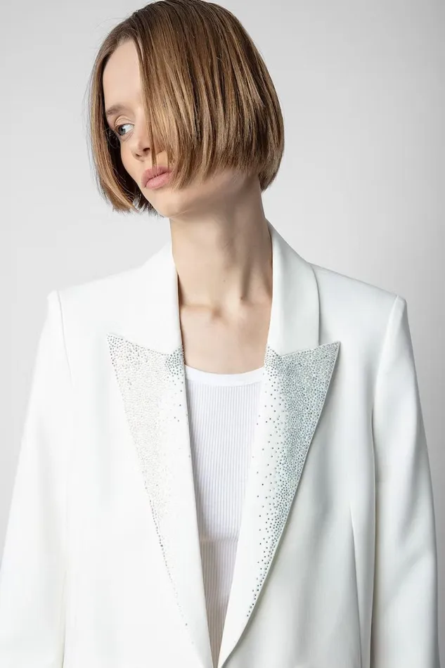 Zadig and Voltaire Jackets VISIT STRASS RAIN OFF WHITE 8211 Women Zadig and Voltaire Jackets VISIT STRASS RAIN OFF WHITE 8211 Women