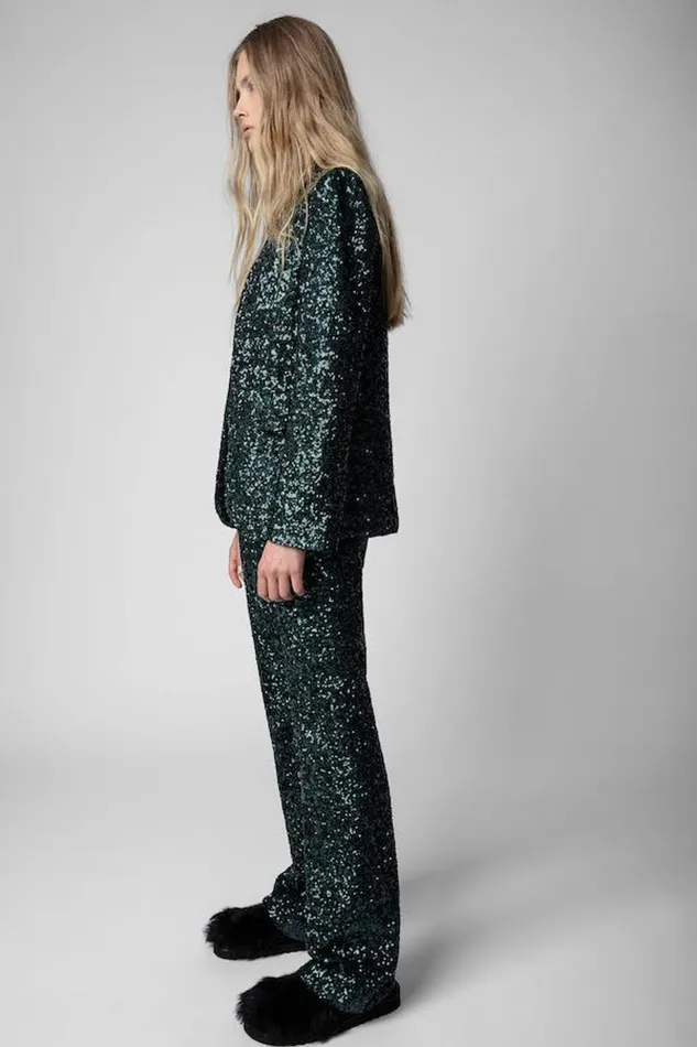 Zadig and Voltaire Pants PISTOL SEQUIN PEACOCK 8211 Women Zadig and Voltaire Pants PISTOL SEQUIN PEACOCK 8211 Women
