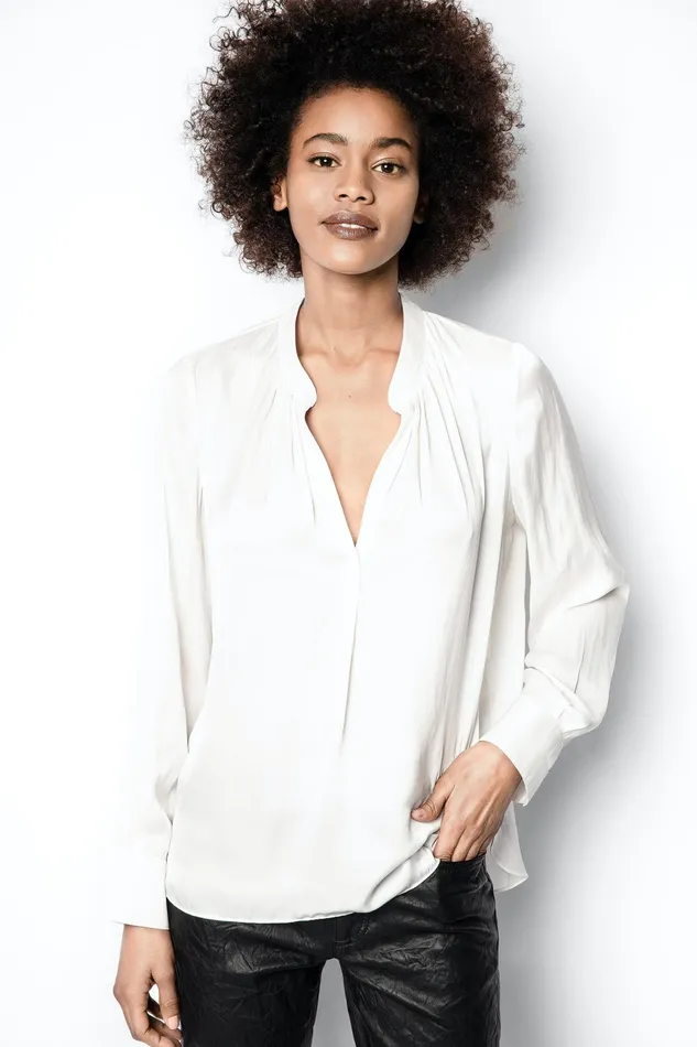 Zadig and Voltaire Shirts and Tops TINK SATIN TUNIC BLOUSE PERM WH WHITE 8211 Women Zadig and Voltaire Shirts and Tops TINK SATIN TUNIC BLOUSE PERM WH WHITE 8211 Women