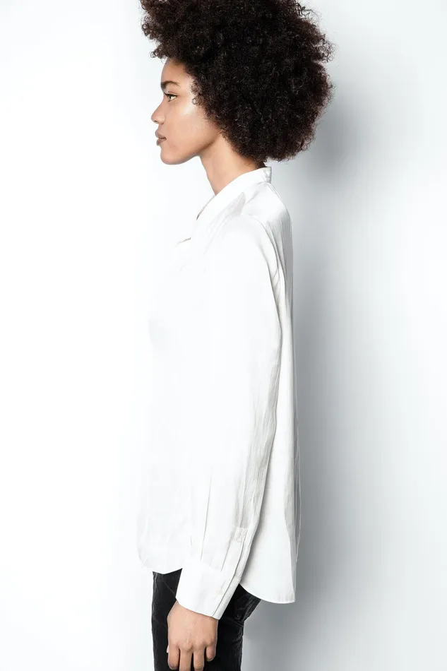 Zadig and Voltaire Shirts and Tops TINK SATIN TUNIC BLOUSE PERM WH WHITE 8211 Women Zadig and Voltaire Shirts and Tops TINK SATIN TUNIC BLOUSE PERM WH WHITE 8211 Women