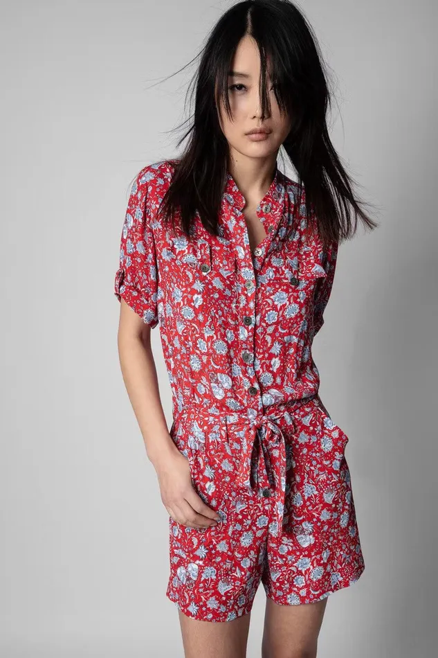 Zadig and Voltaire Skirts and Shorts COOKIS FLOWER JUMPSUIT RED 8211 Women Zadig and Voltaire Skirts and Shorts COOKIS FLOWER JUMPSUIT RED 8211 Women