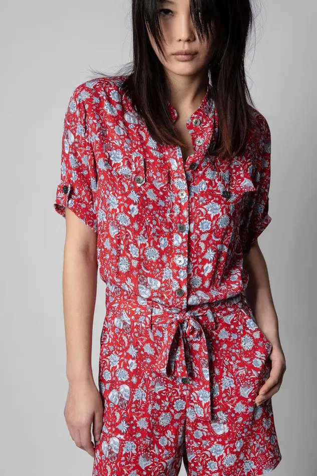 Zadig and Voltaire Skirts and Shorts COOKIS FLOWER JUMPSUIT RED 8211 Women Zadig and Voltaire Skirts and Shorts COOKIS FLOWER JUMPSUIT RED 8211 Women