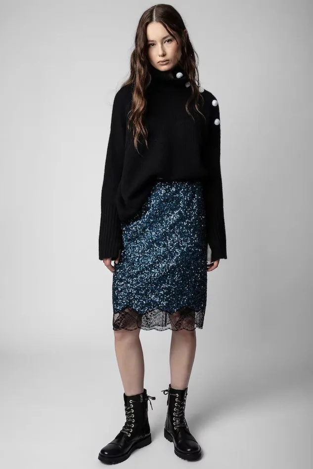 Zadig and Voltaire Skirts and Shorts JUSTICA SEQUIN SKIRT NAVY 8211 Women