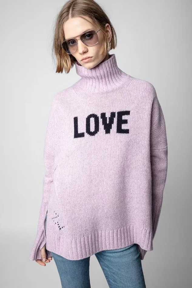 Zadig and Voltaire Sweaters and Knitwear ALMA WE LOVE LILAC 8211 Women