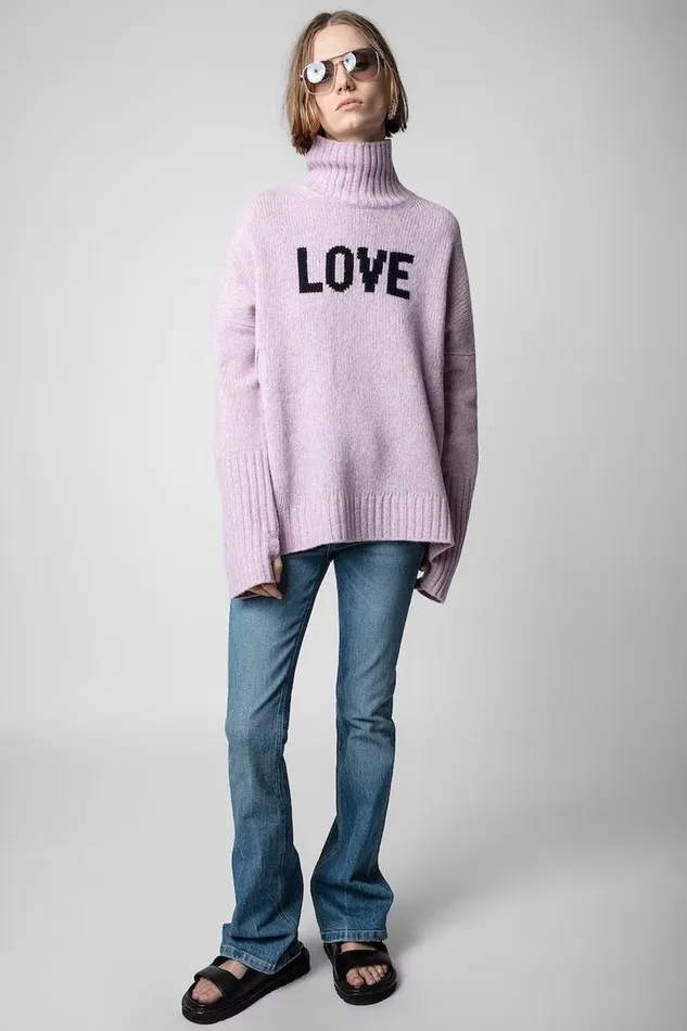 Zadig and Voltaire Sweaters and Knitwear ALMA WE LOVE LILAC 8211 Women Zadig and Voltaire Sweaters and Knitwear ALMA WE LOVE LILAC 8211 Women