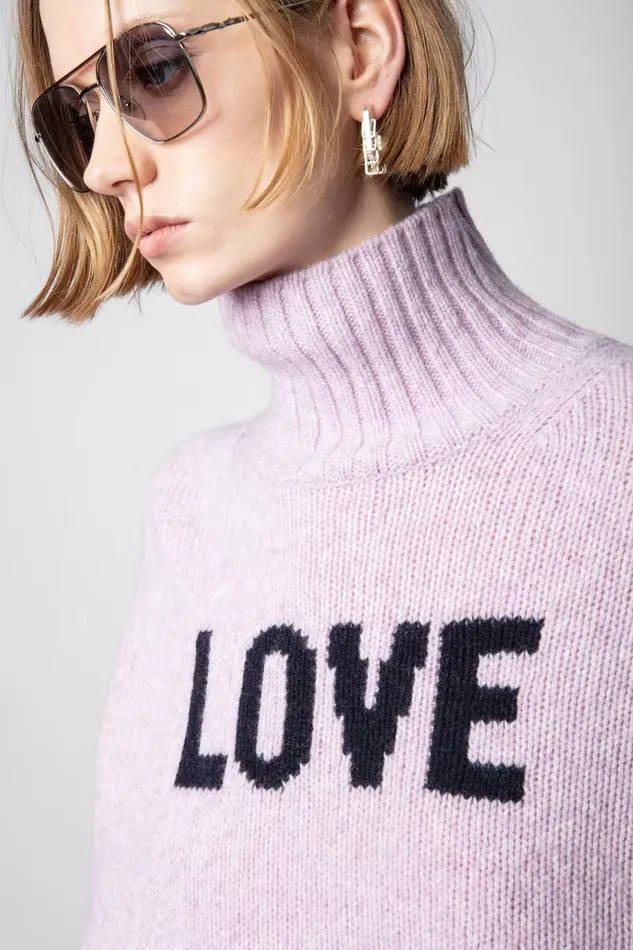 Zadig and Voltaire Sweaters and Knitwear ALMA WE LOVE LILAC 8211 Women Zadig and Voltaire Sweaters and Knitwear ALMA WE LOVE LILAC 8211 Women