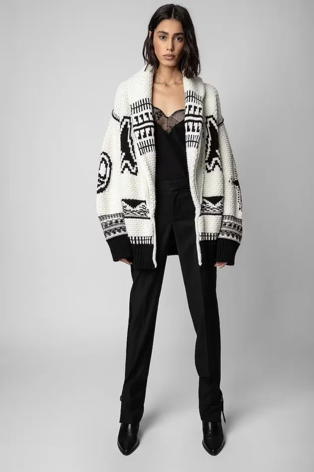 Zadig and Voltaire Sweaters and Knitwear ELLA CORE CARDIGAN WHITEBLACK 8211 Women