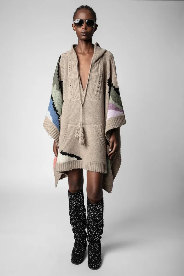Zadig and Voltaire Sweaters and Knitwear IWANDA CAPE TAUPE 8211 Women