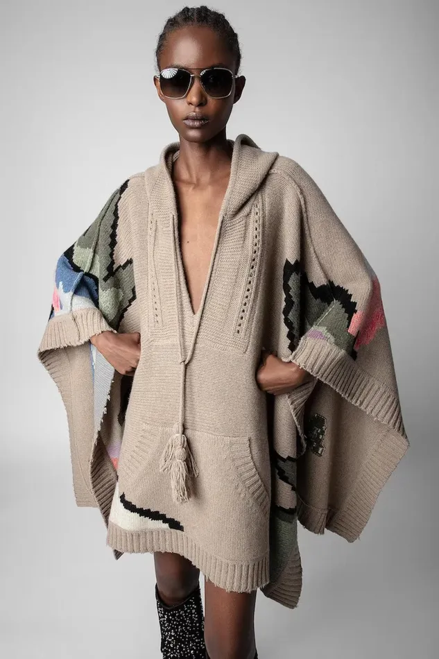 Zadig and Voltaire Sweaters and Knitwear IWANDA CAPE TAUPE 8211 Women Zadig and Voltaire Sweaters and Knitwear IWANDA CAPE TAUPE 8211 Women