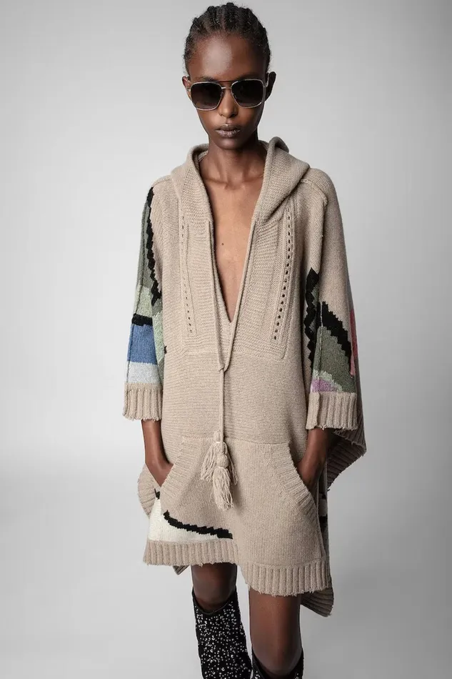 Zadig and Voltaire Sweaters and Knitwear IWANDA CAPE TAUPE 8211 Women Zadig and Voltaire Sweaters and Knitwear IWANDA CAPE TAUPE 8211 Women