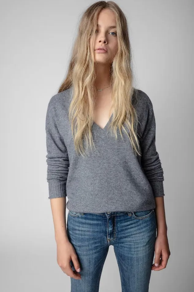 Zadig and Voltaire Sweaters and Knitwear VIVI WS PATCH GREY 8211 Women Zadig and Voltaire Sweaters and Knitwear VIVI WS PATCH GREY 8211 Women
