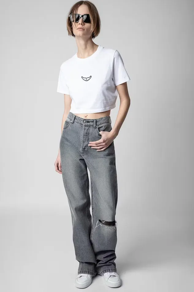 Zadig and Voltaire TShirts CARLY WINGS CROP WHITE 8211 Women