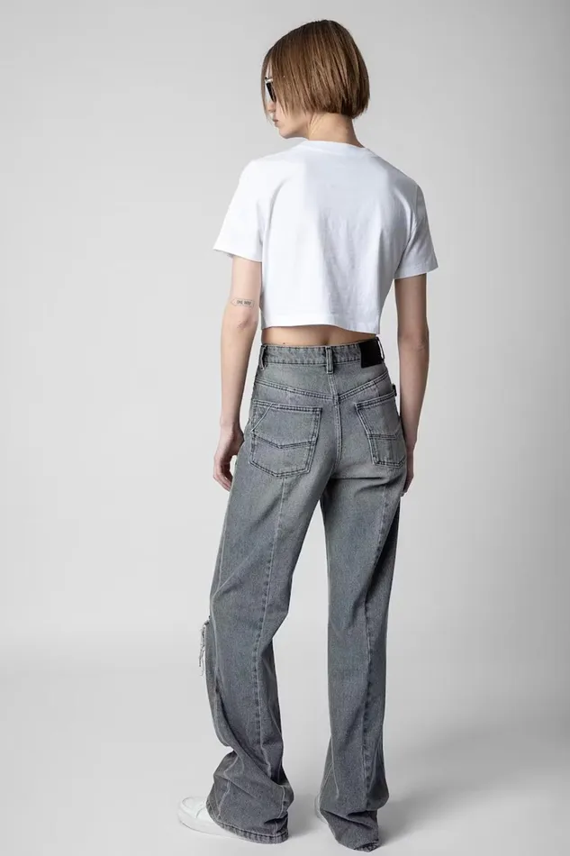 Zadig and Voltaire TShirts CARLY WINGS CROP WHITE 8211 Women Zadig and Voltaire TShirts CARLY WINGS CROP WHITE 8211 Women
