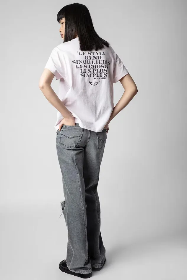 Zadig and Voltaire TShirts OMMA ZV TSHIRT PASTEL PINK 8211 Women Zadig and Voltaire TShirts OMMA ZV TSHIRT PASTEL PINK 8211 Women