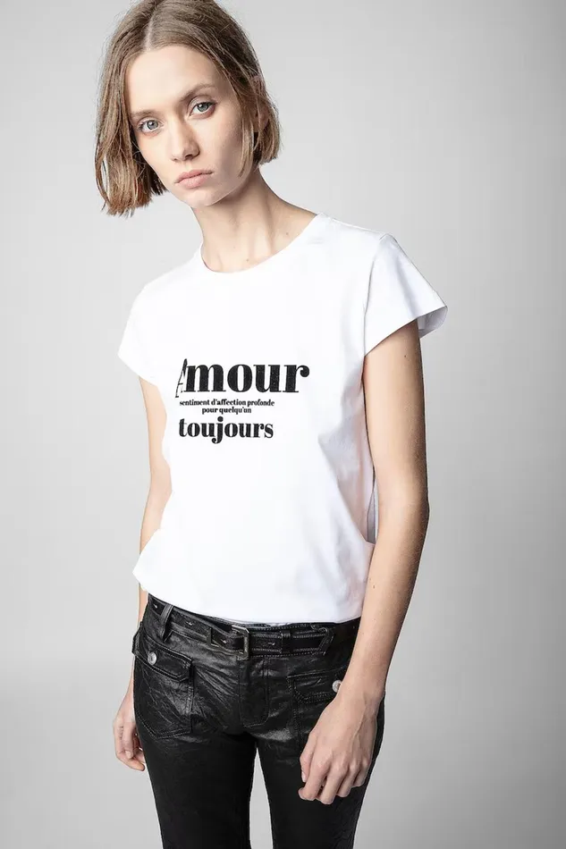 Zadig and Voltaire TShirts SKINNY AMOUR TOUJOURS WHITE 8211 Women