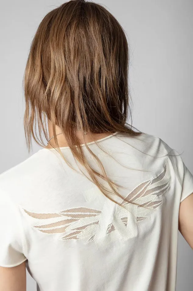 Zadig and Voltaire TShirts STORY ZV WINGS TSHIRT SUGAR 8211 Women Zadig and Voltaire TShirts STORY ZV WINGS TSHIRT SUGAR 8211 Women