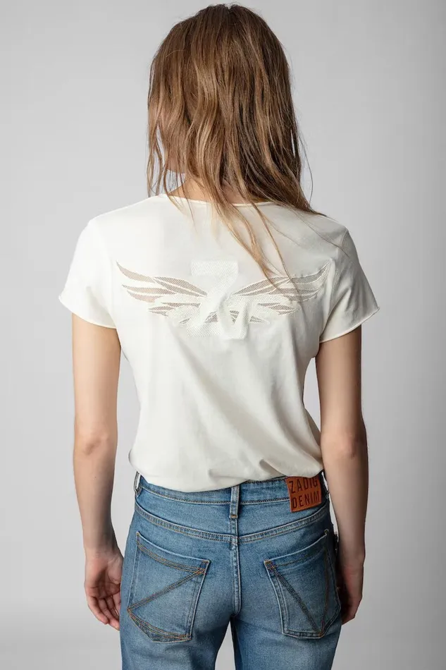 Zadig and Voltaire TShirts STORY ZV WINGS TSHIRT SUGAR 8211 Women Zadig and Voltaire TShirts STORY ZV WINGS TSHIRT SUGAR 8211 Women