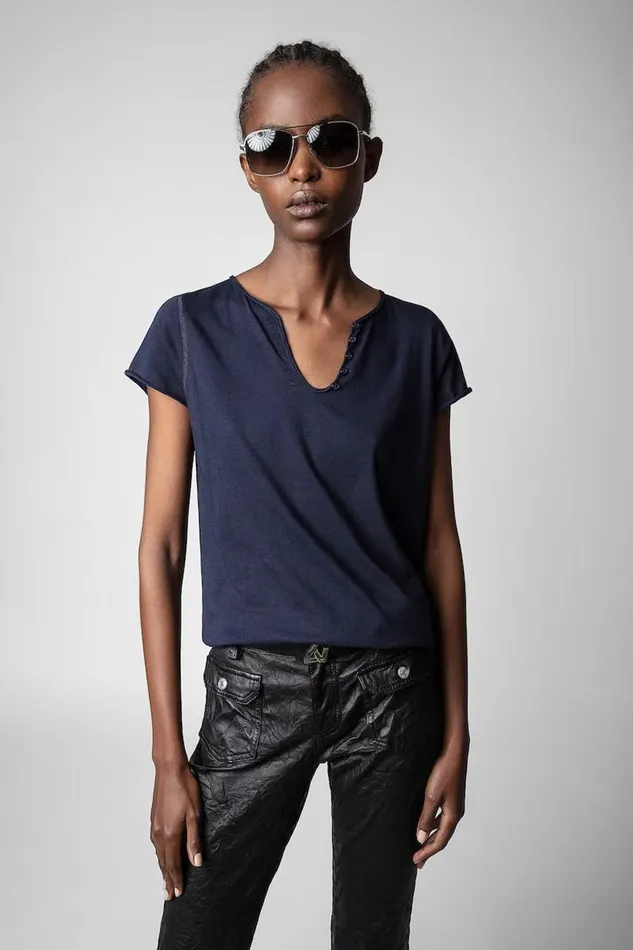 Zadig and Voltaire TShirts TUNISIEN MC FLOWER NAVY 8211 Women