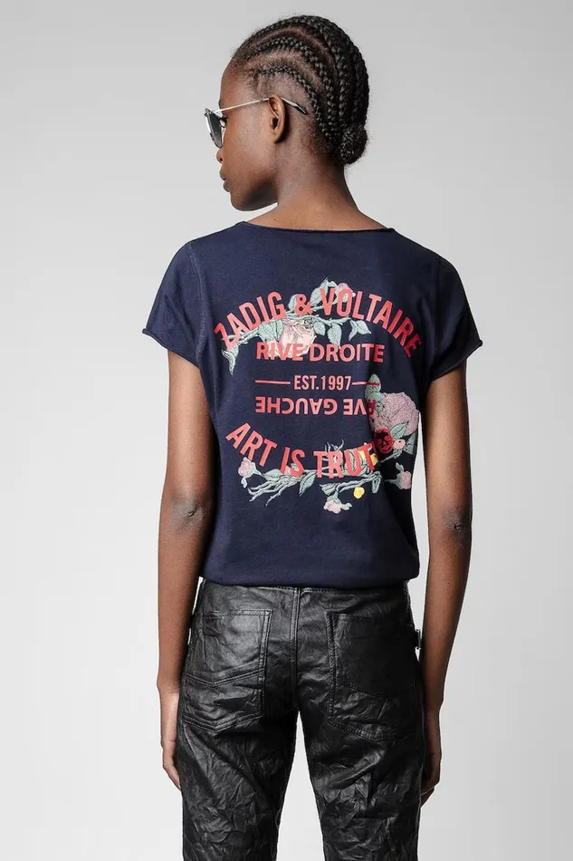 Zadig and Voltaire TShirts TUNISIEN MC FLOWER NAVY 8211 Women Zadig and Voltaire TShirts TUNISIEN MC FLOWER NAVY 8211 Women