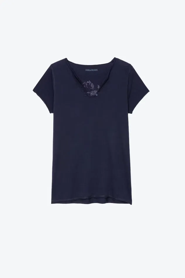 Zadig and Voltaire TShirts TUNISIEN MC FLOWER NAVY 8211 Women Zadig and Voltaire TShirts TUNISIEN MC FLOWER NAVY 8211 Women