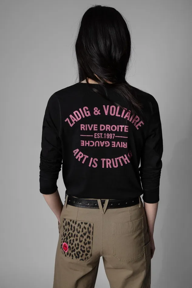 Zadig and Voltaire TShirts TUNISIEN ML STRASS B BLACK 8211 Women Zadig and Voltaire TShirts TUNISIEN ML STRASS B BLACK 8211 Women