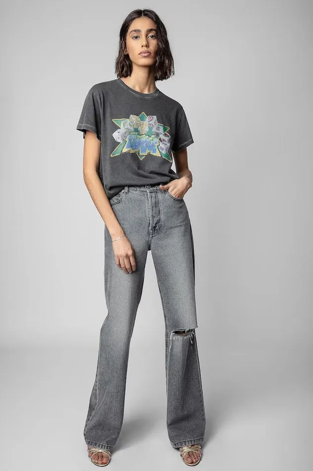 Zadig and Voltaire TShirts ZOE CORE CHO LOVE GREY 8211 Women