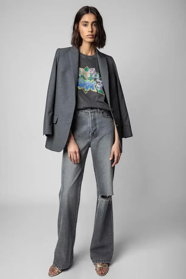 Zadig and Voltaire TShirts ZOE CORE CHO LOVE GREY 8211 Women Zadig and Voltaire TShirts ZOE CORE CHO LOVE GREY 8211 Women