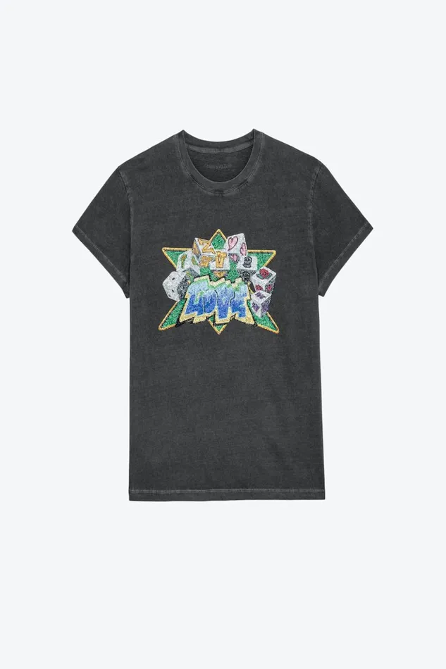 Zadig and Voltaire TShirts ZOE CORE CHO LOVE GREY 8211 Women Zadig and Voltaire TShirts ZOE CORE CHO LOVE GREY 8211 Women