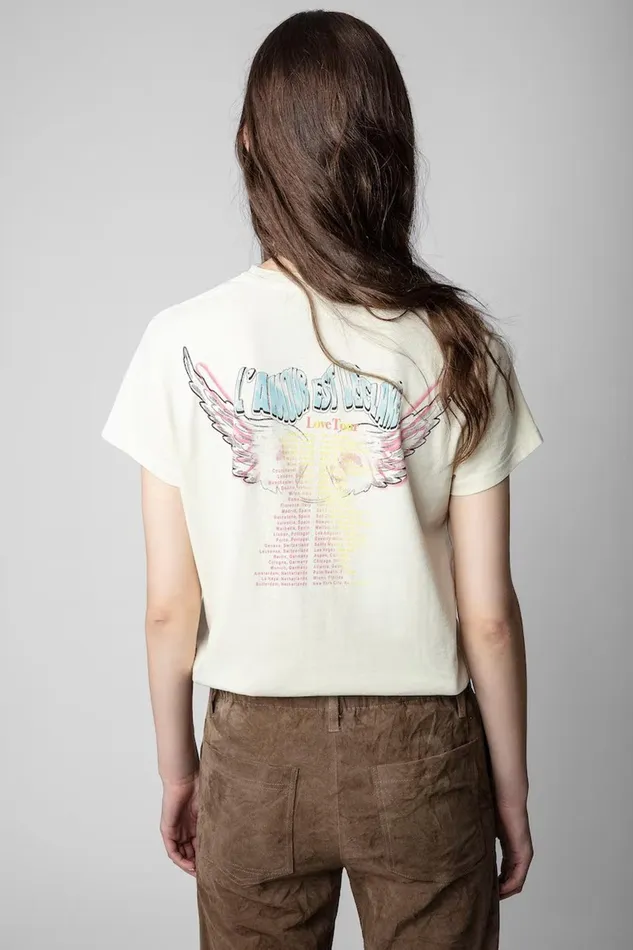 Zadig and Voltaire TShirts ZOE HORSES TSHIRT SUGAR 8211 Women Zadig and Voltaire TShirts ZOE HORSES TSHIRT SUGAR 8211 Women