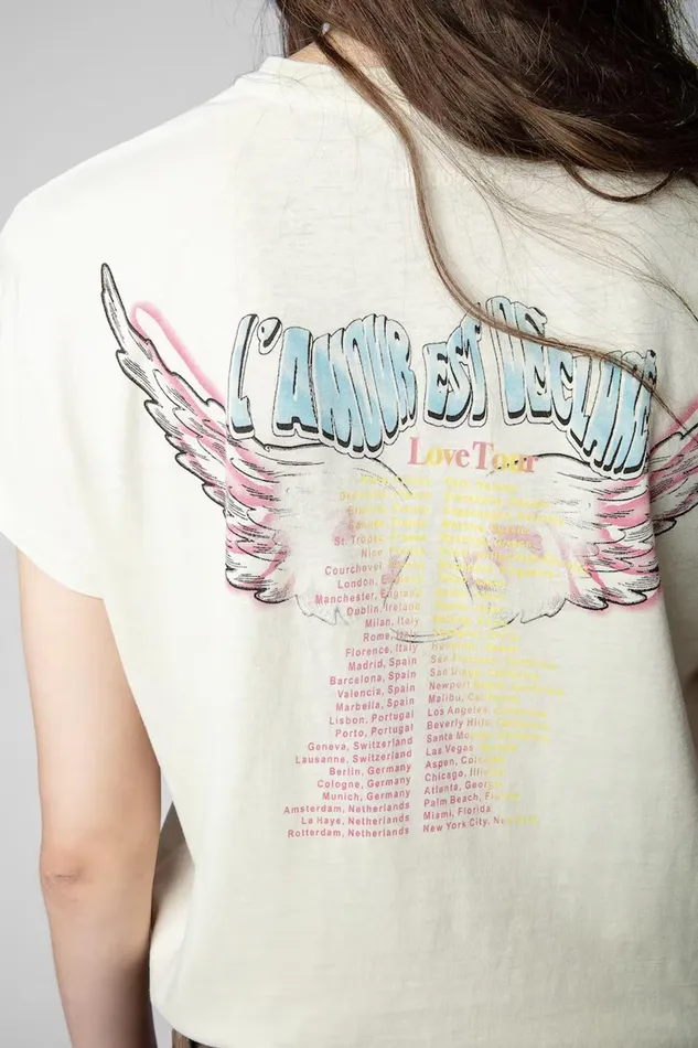 Zadig and Voltaire TShirts ZOE HORSES TSHIRT SUGAR 8211 Women Zadig and Voltaire TShirts ZOE HORSES TSHIRT SUGAR 8211 Women